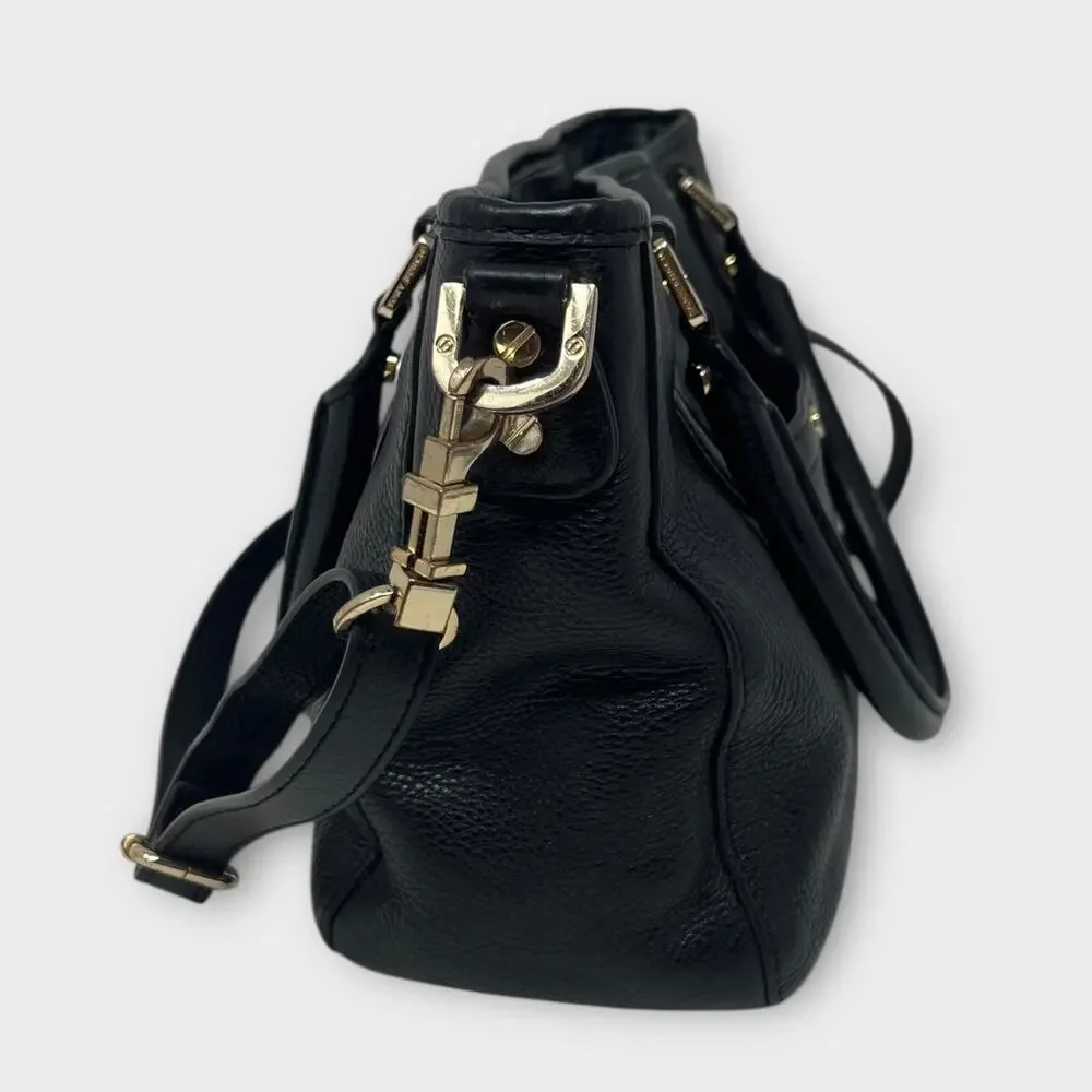 Tory Burch Amanda Mini Satchel Bag Black Pebbled Leather Crossbody